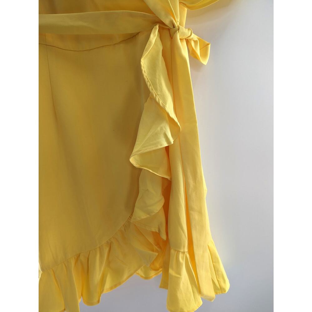 Line & Dot Yellow Ruffle Wrap Dress - Picture 6 of 9